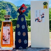 樽仕込高級梅酒 ゆめひびき (500ml) (桐箱入り・風呂敷包み・紺色)